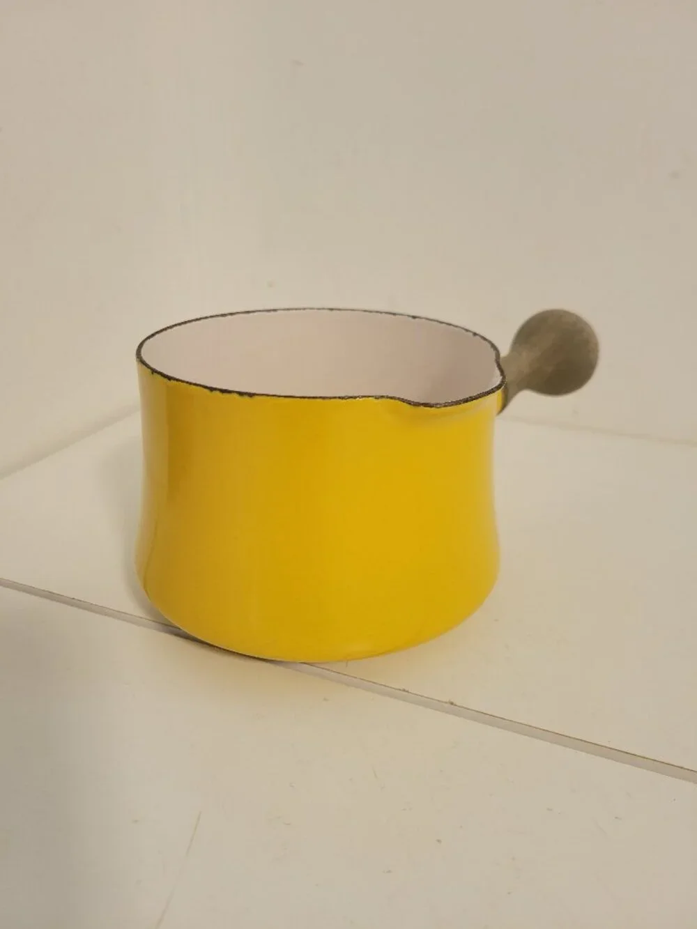 Vintage Dansk Kobenstyle Yellow Enamel Sauce Pot